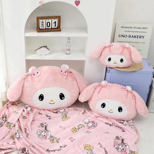Lovely Kuromi My Melody Plushies Stuffed Anime Headrest Comfortale Soft Cuddly Pillow Cartoon Plush Toy Blanket Xmas Gifts Girl