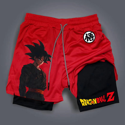 Dragon Ball Anime Men's Shorts Double Layer 2-in-1 Shorts Graphic Print Streetwear Summer Autumn Fitness Running Sports Pants