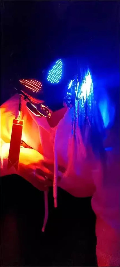 Cyber Punk Cos Mask Cosplay Mech Soldier With LED Light Rolling Subtitles Screen Mask Technology App Control Helmet Party Props