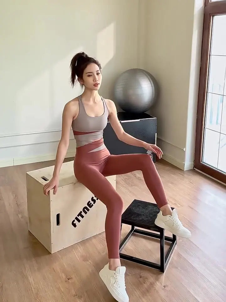 Two Piece Women’s Yoga Sportswear Set – Gym Leggings with Bra and Shorts for Fitness Workout