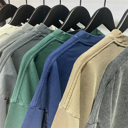 ZODF New Summer Solid Washed Cotton T-Shirts Streetwears For Men Unisex Retro High Street 275gsm Basic Tees Brand Tops HY0071