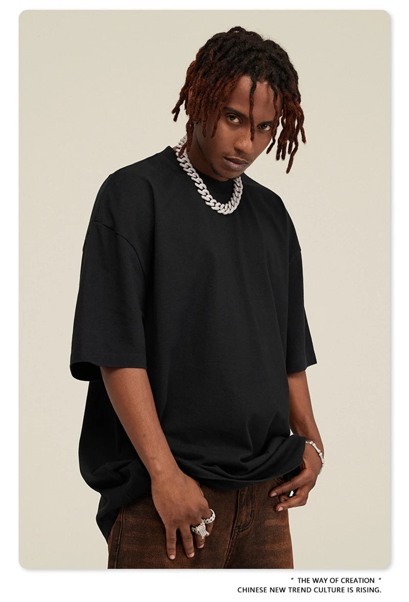 ZODF New Summer Men Washed Batik Cotton T Shirts Unisex American Retro High Street 270gsm Short Sleeve Tees Streetwear HY0489