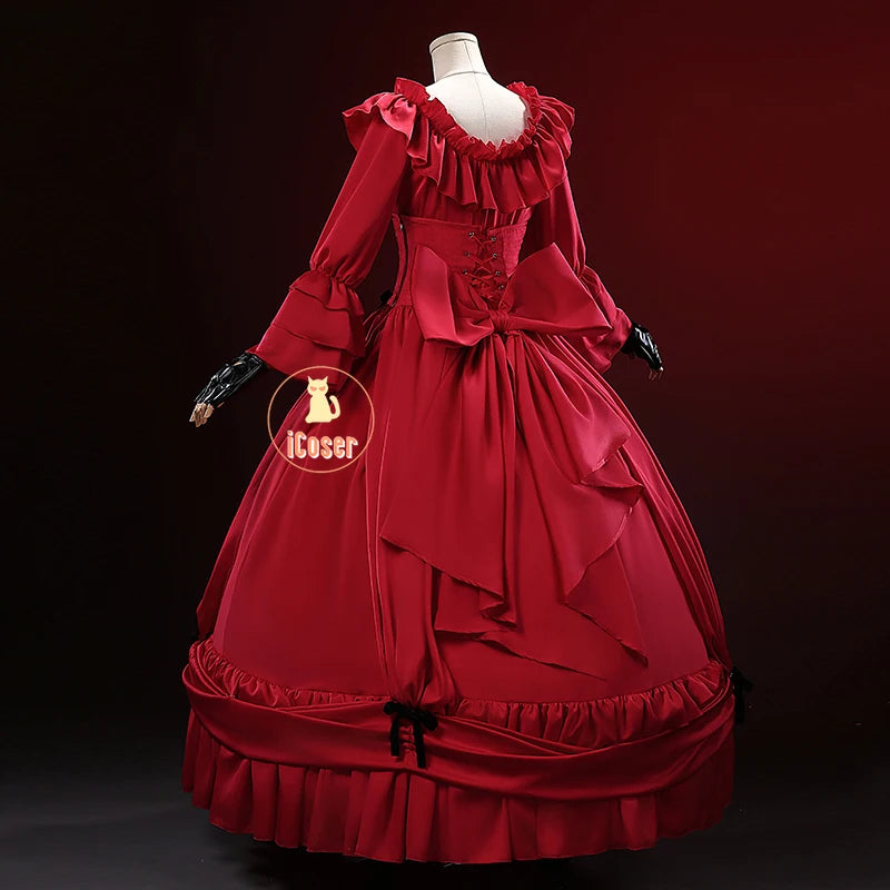 Scarlet El Vandimion Cosplay Costume Wig Red Dress Anime May I Ask for One Final Thing Ice Rose Earrings Women Girls Role Play