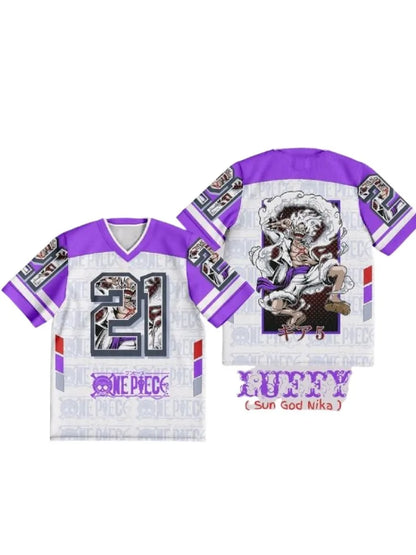 One Piece Luffy Anime Y2k Korean Style Kpop Baseball Hockey 21 Jersey T-shirt Fashion Streetwear Anime Daily Unisex Tops Tees