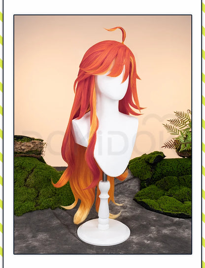 Mavuika Wig Game Genshin Impact DokiDoki Pyro Archon Women Long 110cm Luminous Wig Natlan Mavuika Glasses Ear Clips