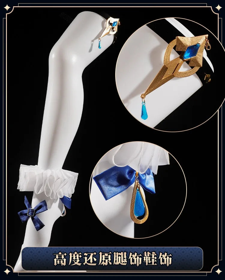 iCoser Focalors Furina Cosplay Costume Wig Dress Genshin Impact Fontaine Uniform Hat Pneuma Ousia God of Justice for Women Props