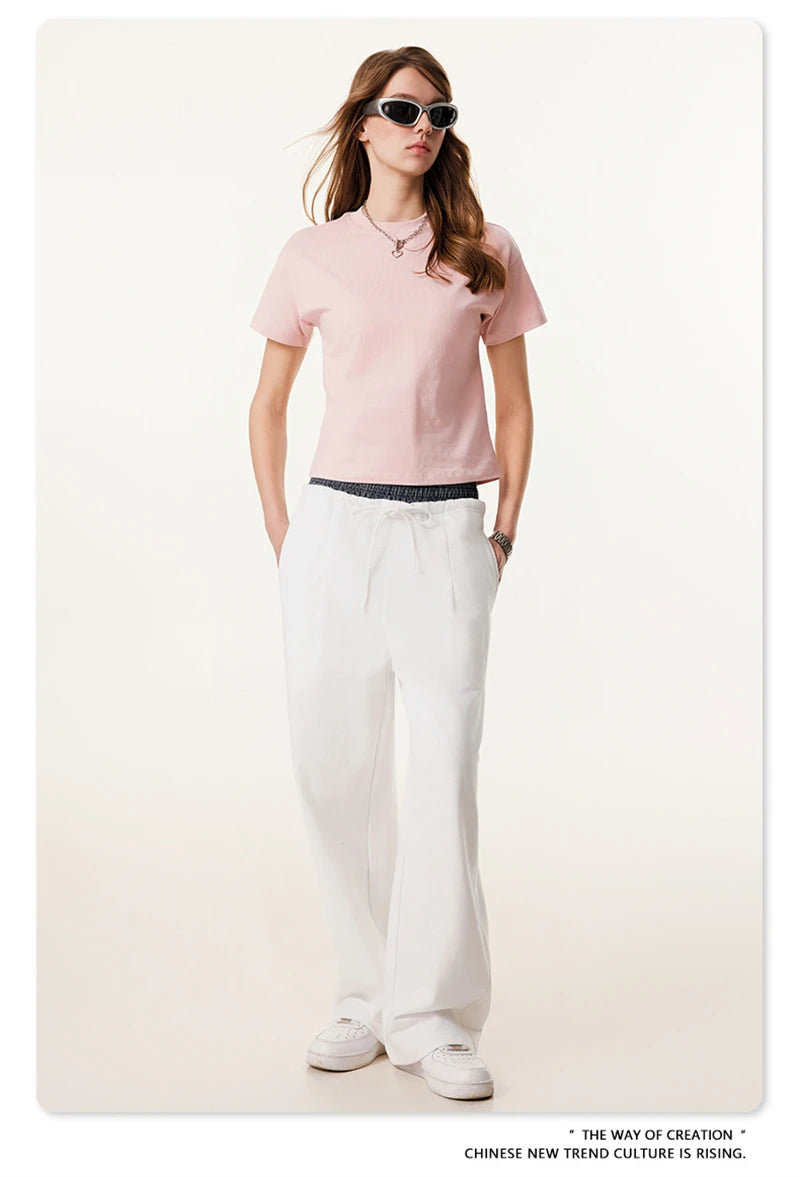 ZODF New 2025 Spring Men 280gsm Straight Pants Unisex Casual High Street Double Waist Sport Trousers Brand Streetwear HY1004