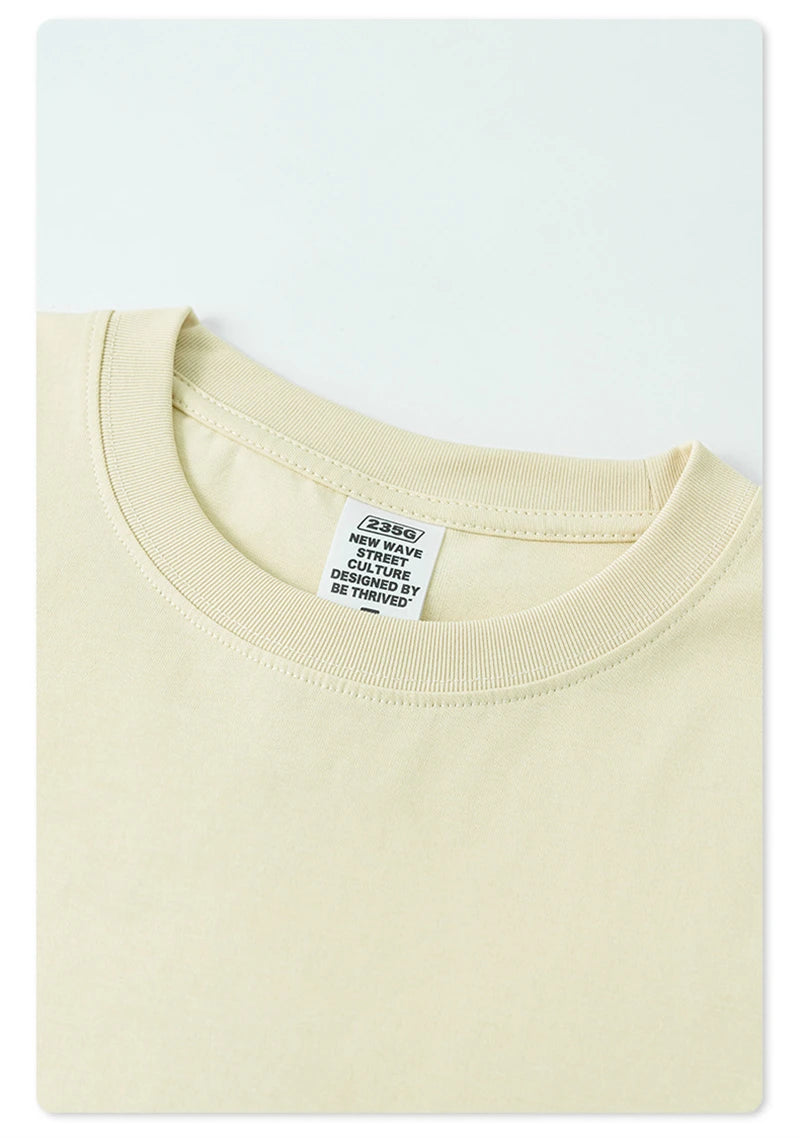 ZODF New 2025 Spring Summer 235gsm Solid Cotton T-Shirts For Men Women Unisex Loose Basic T Shirt Tees Brand Tops HY0970