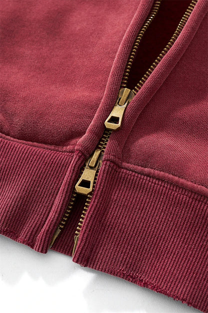 ZODF Retro Winter 350gsm Washed Zipper Fleece Hoodies For Men Unisex Loose Fit Boxy Style Thick Warm Hooded Coat Outfits HY0042