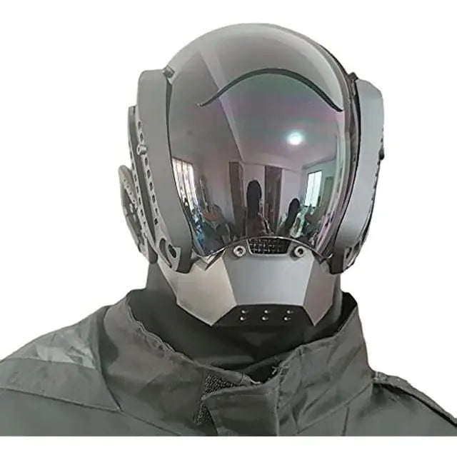 Cyberpunk Helmet Cosplay Mask with LED Light Dreadlocks Braided Wings Shinobi Samurai Style – Birthday & Christmas Gift
