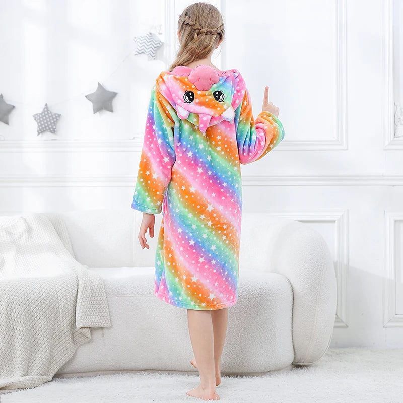 Kids Bath Robe Boys Clothes 2025 Winter Pajamas Warm Child Loungewear Toddler Girls Bathrobe 3 to 4 5 6 7 8 9 10 11 12 13 Years