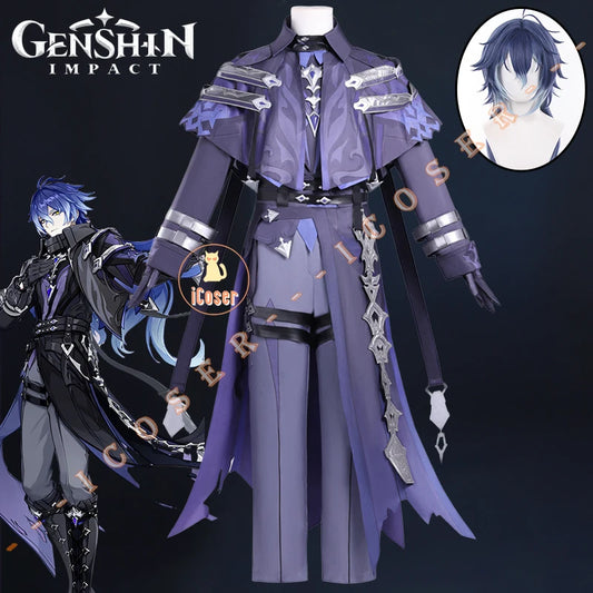 Genshin Impact Kyryll Chudomirovich Flins Cosplay Costume Wig Uniform Halloween Party for Women Men Carnival Role Play Outfit