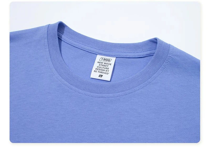 ZODF Trendy 2025 Men Basic Solid Cotton T-Shirts Unisex Male 190gsm Summer Loose Comfortable Soft Tees Shirt Streetwears HY0040