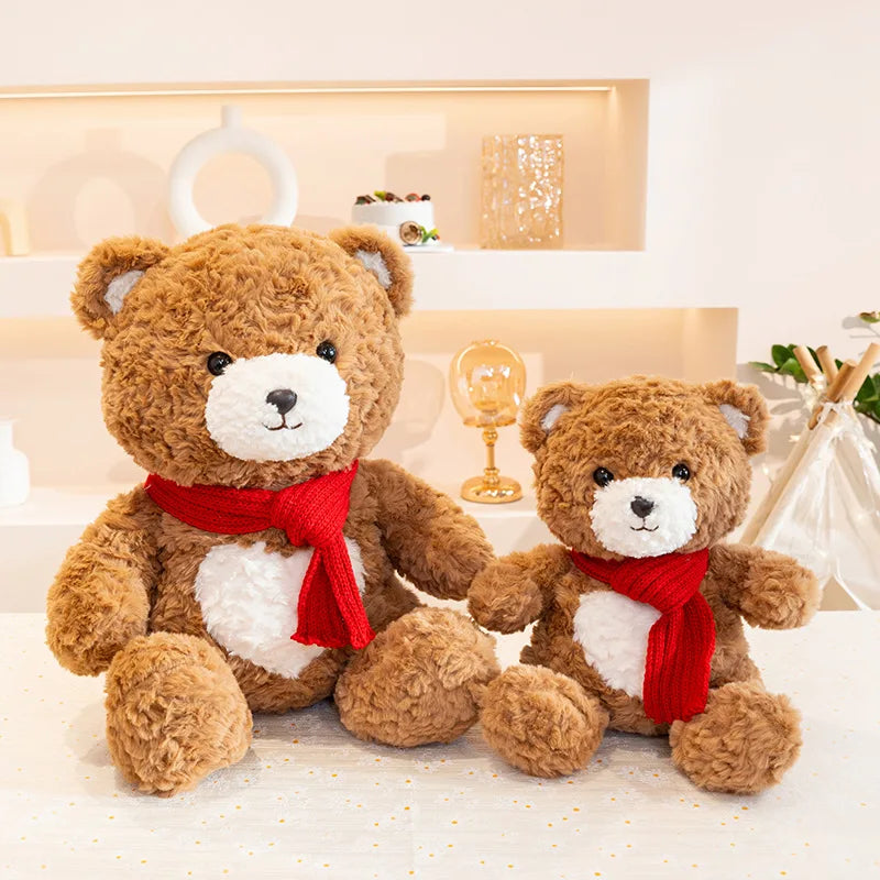 30-40cm New Arrival Kawaii Bear Cosplay Pastry Cook Plushies Soft Doll Red Scarf Cheese Bread Bear Stuffed Toy Birthday Gift