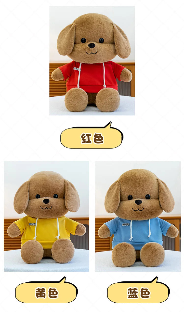 Kawaii Plush Dog Stuffed Animal Toy Hoodie Puppy Doll for Girls Soft Comforter Kids Birthday Christmas Gift Living Room Decor