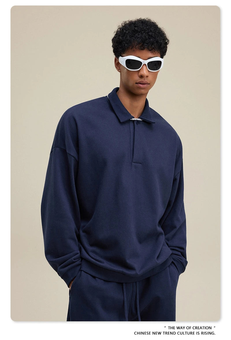 ZODF Casual 2025 Autumn 445gsm Sweatshirt For Man Unisex Turn Down Collar Solid Fleece Pullovers Winter Coats HY1111