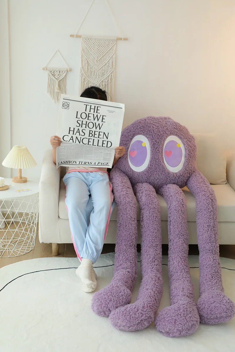 2M Giant Ferry Plush Green Alien Monster Toy Stuffed Long Legs Octopus Throw Pillow Boyfriend  Red Heart Eye Decor Cushion
