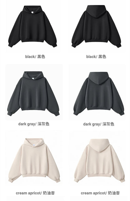 ZODF Trendy Winter 350gsm Solid Fleece Hooded Hoodies For Man Unisex Boxyfit Solid Warm Pullovers Brand Clothing HY0038