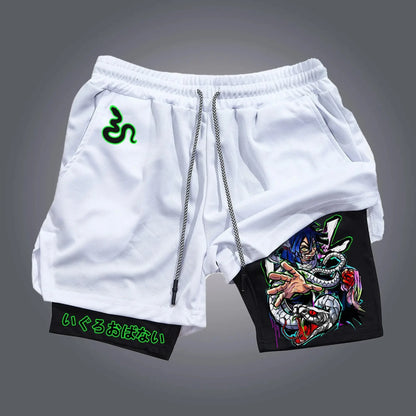 Summer Fashion Men Gym Shorts Demon Slayer Anime Quick Dry Double-layer Sports Pants Streetwear Sportswear Fitness Beach Pants
