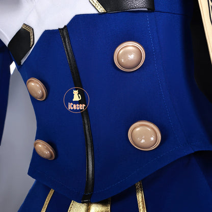 iCoser Honkai Star Rail Fate Saber Cosplay Costume Wig Blue Dress Uniform Outfit Halloween Party for Women Girls Carnival Props
