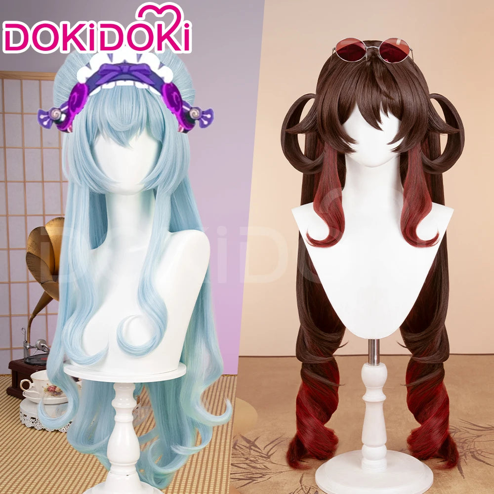 IN STOCK Yumemizuki Mizuki Hutao Wig Game Genshin Impact DokiDoki 95cm Long Wig Hu Tao Lantern Rite Free Cap Yumemizuki Ears Fan