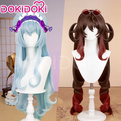 IN STOCK Yumemizuki Mizuki Hutao Wig Game Genshin Impact DokiDoki 95cm Long Wig Hu Tao Lantern Rite Free Cap Yumemizuki Ears Fan