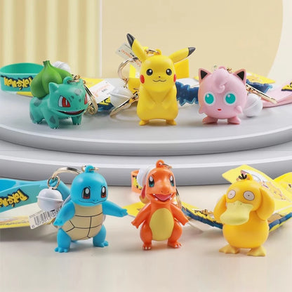 Pokemon Keychain Pikachu Bulbasaur Jigglypuff Anime Action Figure Toys Kawaii Souvenir Psyduck Doll Gift for Kids Birthday Party
