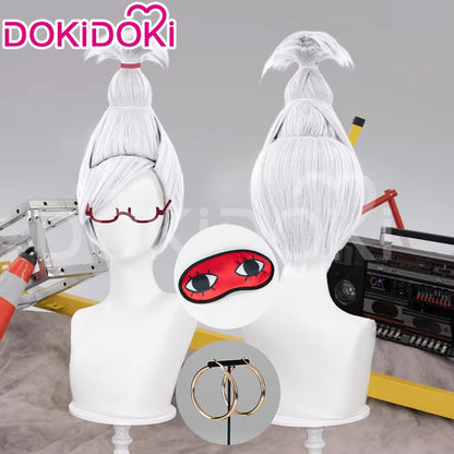 IN STOCK Seiko Ayase Wig Anime Dandadan Cosplay DokiDoki Halloween Grey Hair DAN DA DAN Seiko Glasses Ear Clips Patch Free Cap