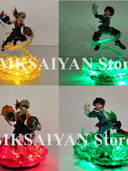 Anime Figure My Hero Academia Midoriya Izuku Bakugou Katsuki DEKU Toy PVC Model Collection DIY Effection Led Light Action Figure