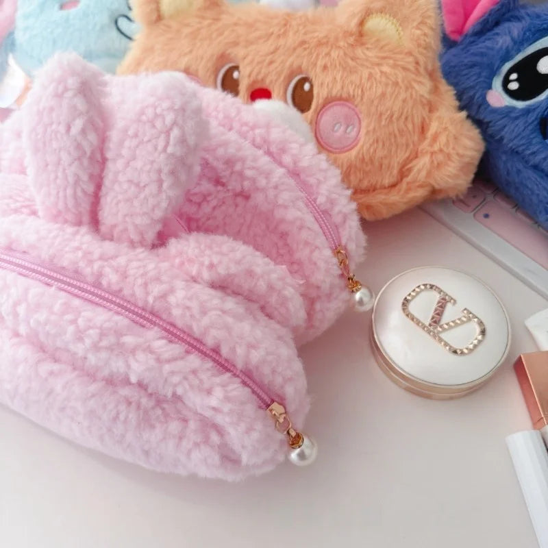 Cartoon My Melody Butter Bear Plush Makeup Bag Cute Anime Pencil Case Large Capacity Student Pencil Case Storage Bag Gifts Girl