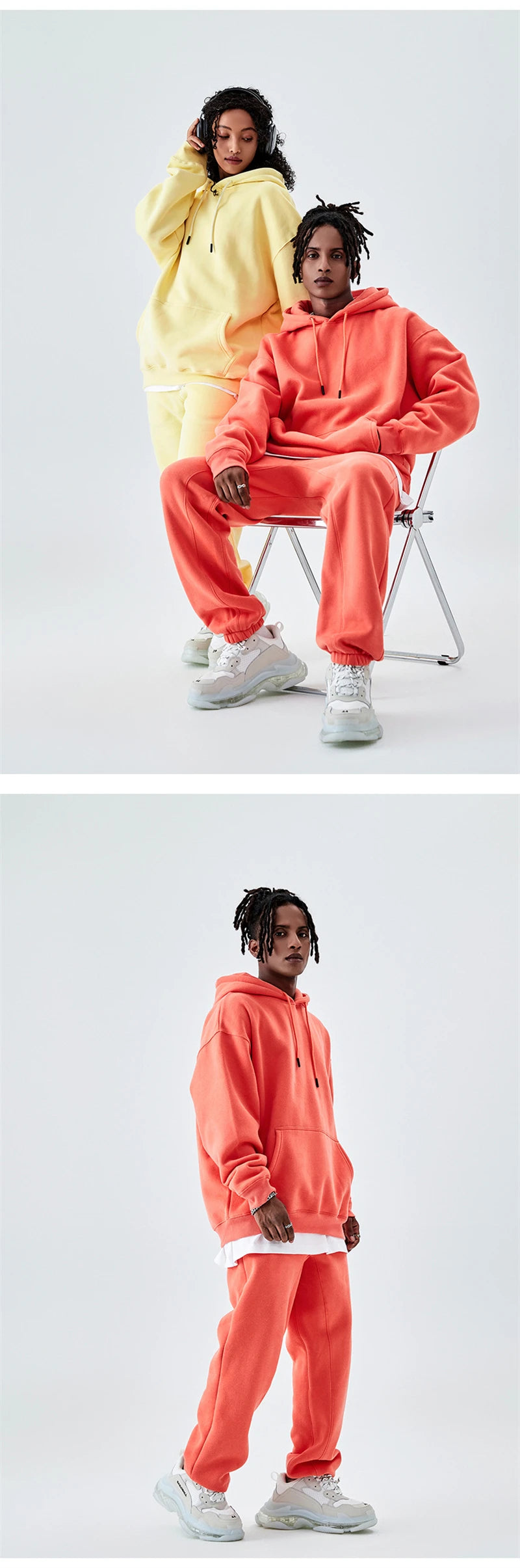 ZODF Casual Winter Men 350gsm Fleece Hoodie Unisex Loose Warm Solid Hooded Sweatshirt Pullover 18 Colors HY0728