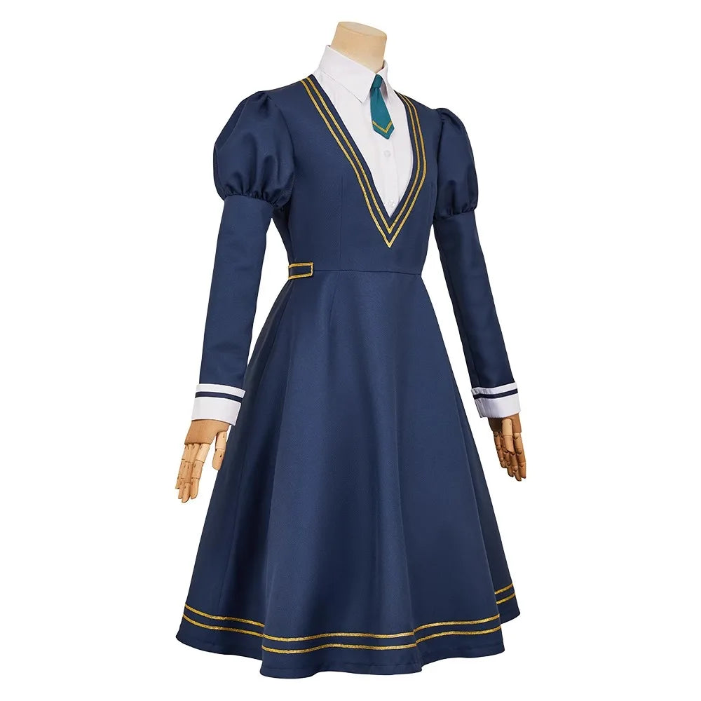 Anime Witch Watch Nemu Miyao Cosplay Costume Blue Dress Tie Shirt Stocking Outfit Halloween Party for Women Girls Carnival Props