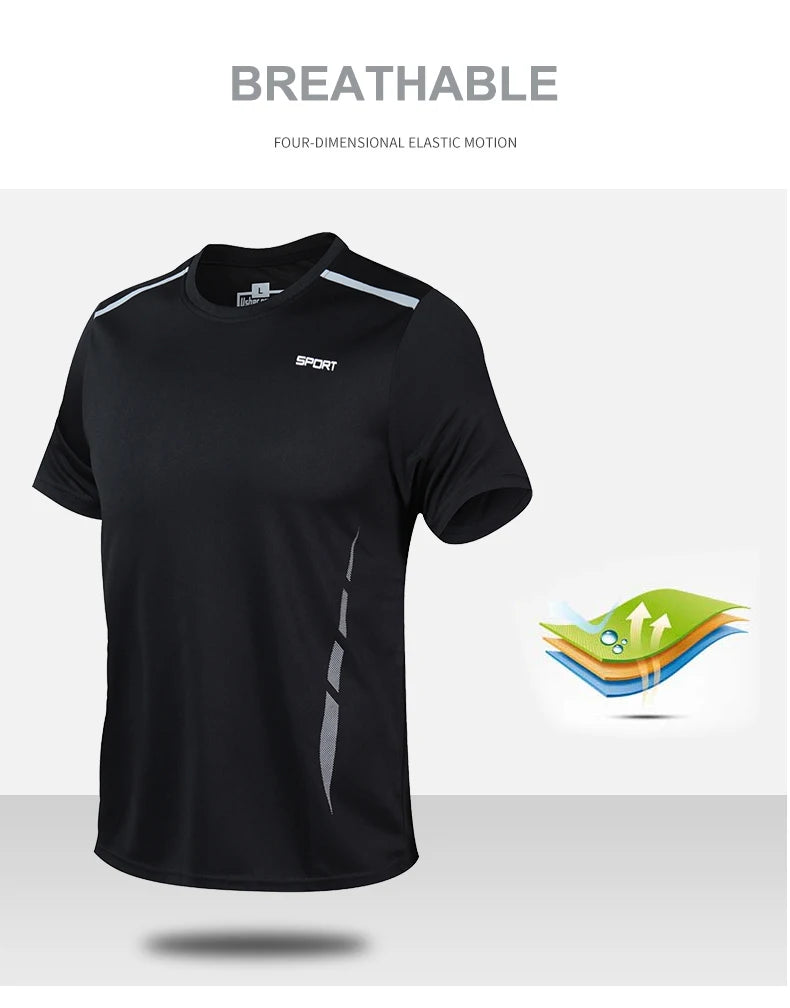 Chrlck Men’s Quick Drying Breathable Running and Outdoor Sports Set – T-Shirt Shorts with Soft Elasticity for Hiking