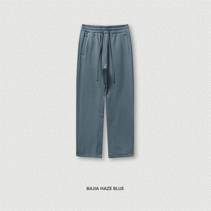 ZODF 345gsm Fleece Straight Pants for Men Unisex Loose Comfortable Sport Trousers Autumn Winter HY0864 - Haze Blue / S