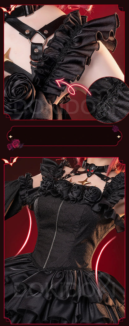 Tetoo Cosplay Costume Game Cosplay DokiDoki-R Women Cute Halloween Evil Dress Kasanee Tetoo Cosplay Wings