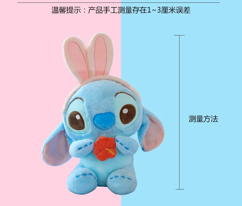 40/56/76cm Big Size Disney Stitch Angel Transformed Into A Rabbit Anime Plush Stuffed Doll Room Plushies Pillow Ornaments Gifts