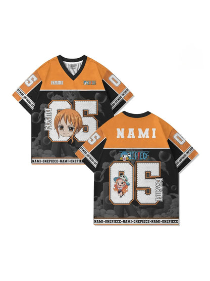 05 Jersey One Piece NAMI Anime Y2k Korean Style Kpop Baseball Hockey T-shirt Fashion Streetwear Anime Daily Unisex Tops Tees