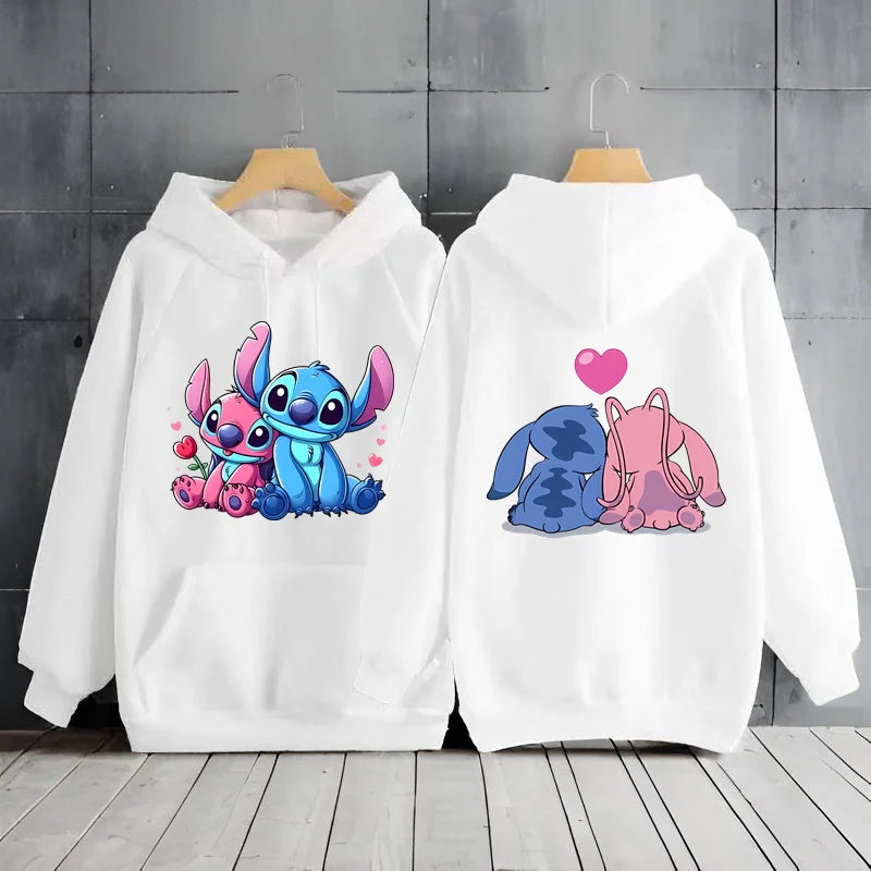 New Women's Jacket Scene Clothing 2000s MINISO Brand Clothing Disney Lilo & Stitch Hood Hoodie Anime Cute Winter Warm Sweatshirt