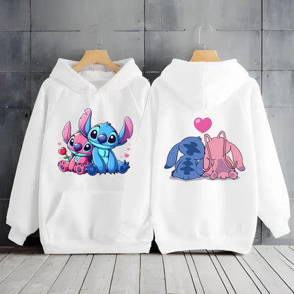 New Women's Jacket Scene Clothing 2000s MINISO Brand Clothing Disney Lilo & Stitch Hood Hoodie Anime Cute Winter Warm Sweatshirt