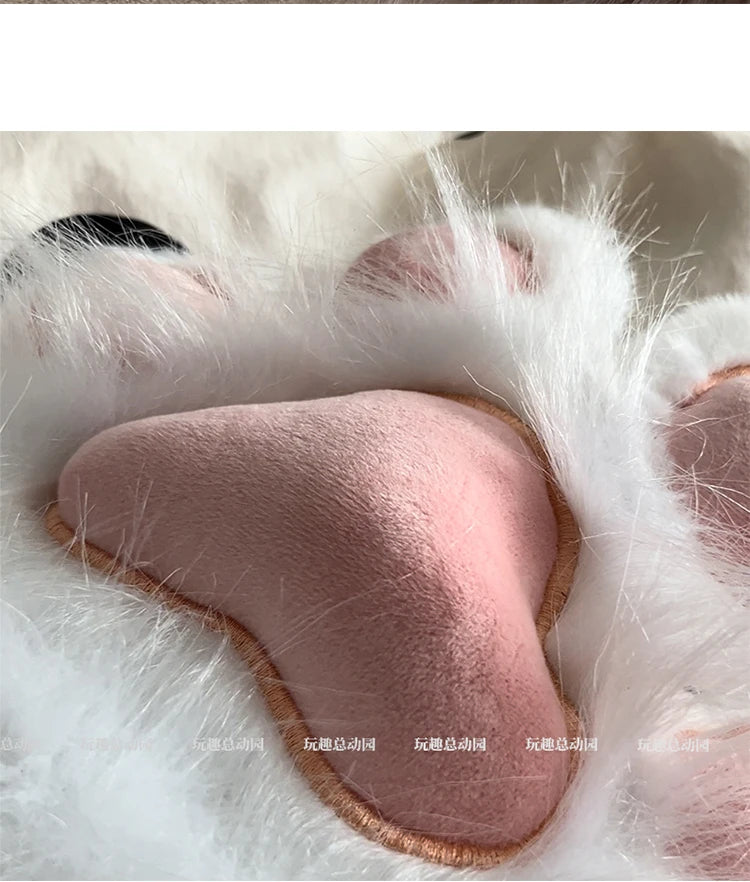Anime Cute Cat Claw Glove Plush Toy Turn Into Cat Cosplay Props Funny Gloves White Black Grey Plushies Costume Accessories Glove