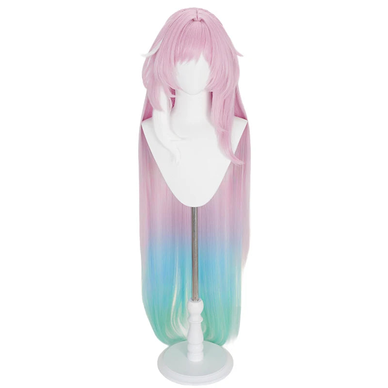 UWOWO Cyrene Wig Game Honkai Star Rail Cyrene Cosplay Wig Long Hair Pink and Blue and Green gradient Hair  Halloween Wig