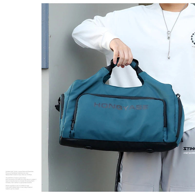Gym Sports Bag for Men Waterproof Travel Fitness Duffle with Shoe Pocket Shoulder Tote Outdoors Weekend Luggage