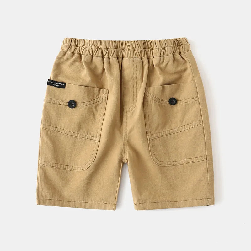 100Cotton Kids Shorts for Boys Toddler 2 to 3 4 5 6 7 8 Yrs 2025 Casual Army Green Children Shorts Cargo Shorts Side Big Pockets