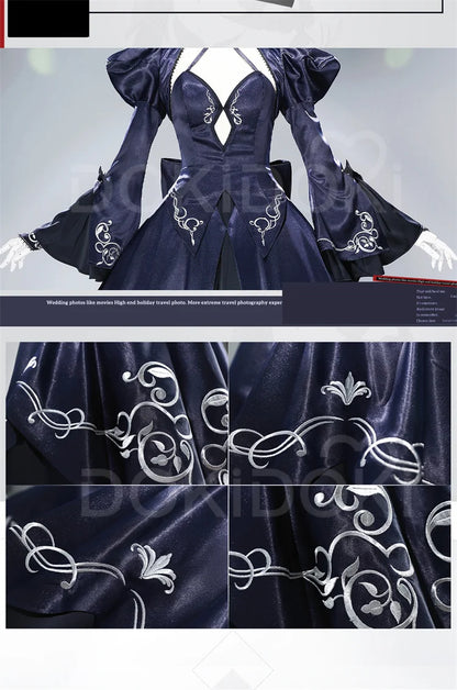Saber Artoria Pendragon Cosplay Costume Game Fate/stay Night DokiDoki-R Women Black Saber Dress