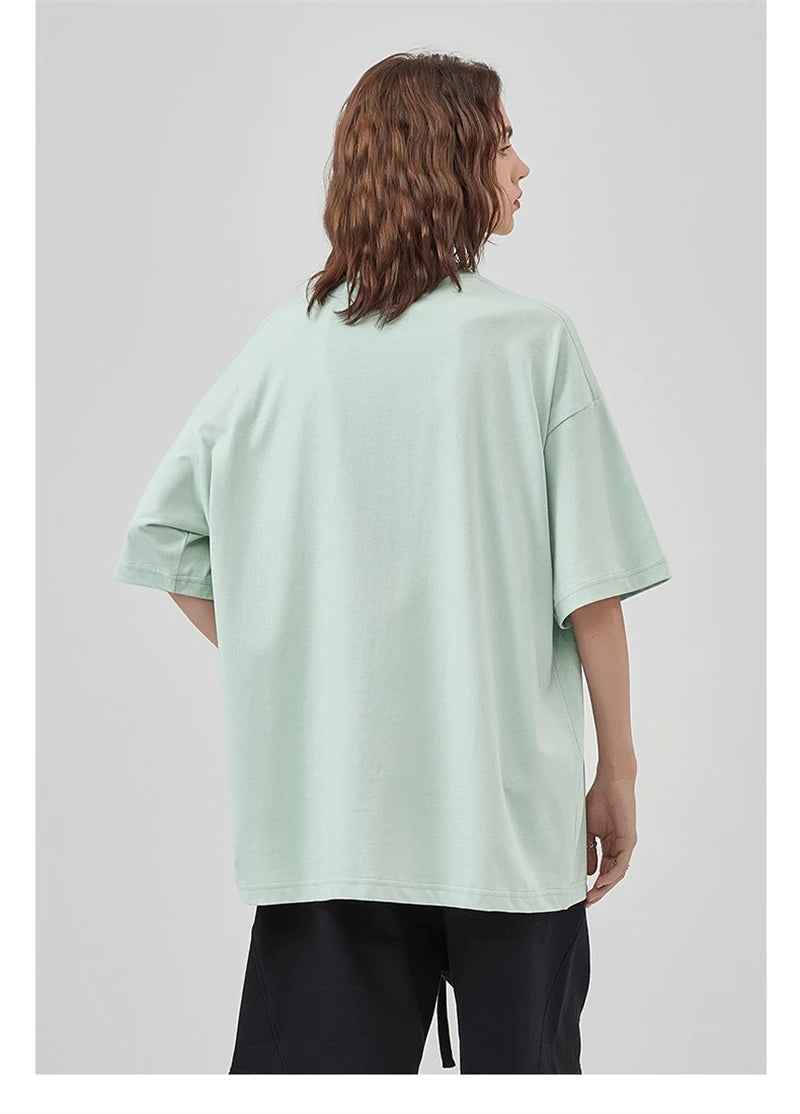 ZODF 2025 Spring Summer Men Solid 100% Cotton T-Shirts Unisex Women Loose 230gsm Noshrink Basic T Shirt Brand Tops HY0151