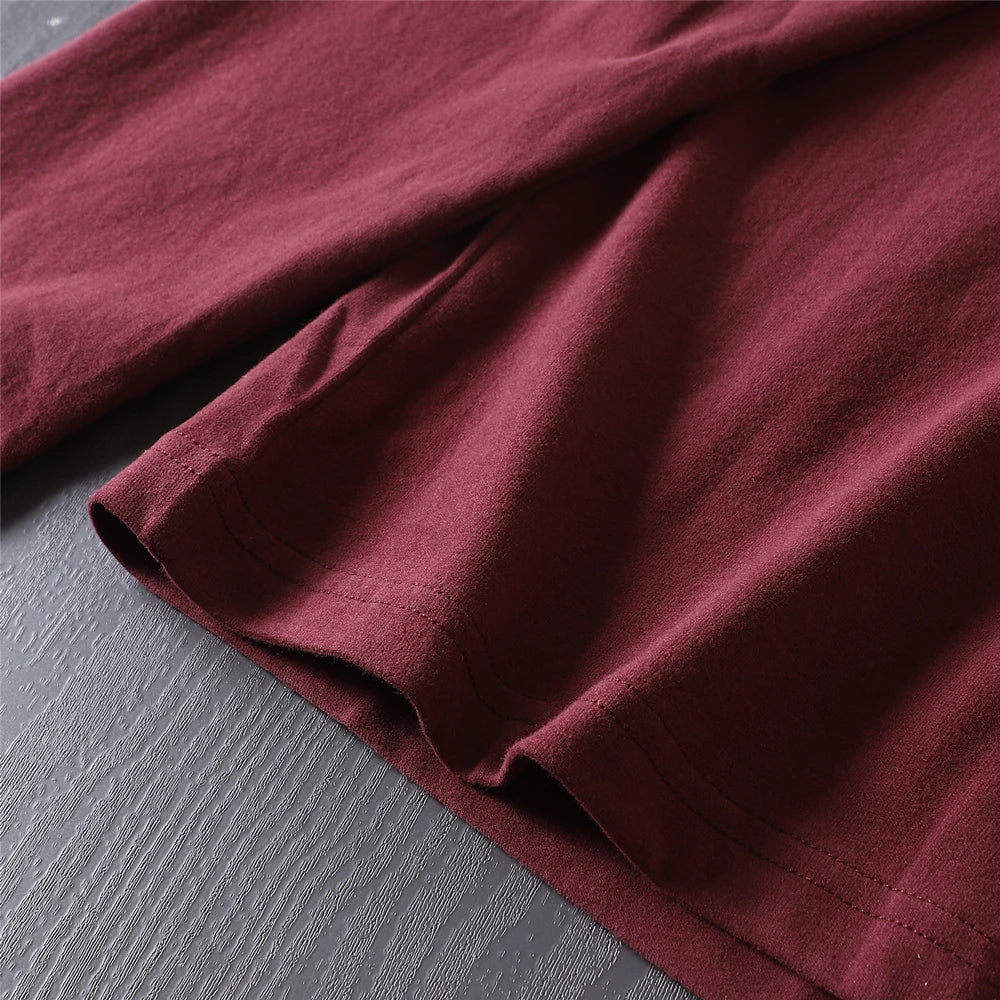 2025 Autumn New American Retro Long-sleeved O-neck Letter Printed T-shirt Men's Fashion 100% Cotton Washed Casual Sport Tops