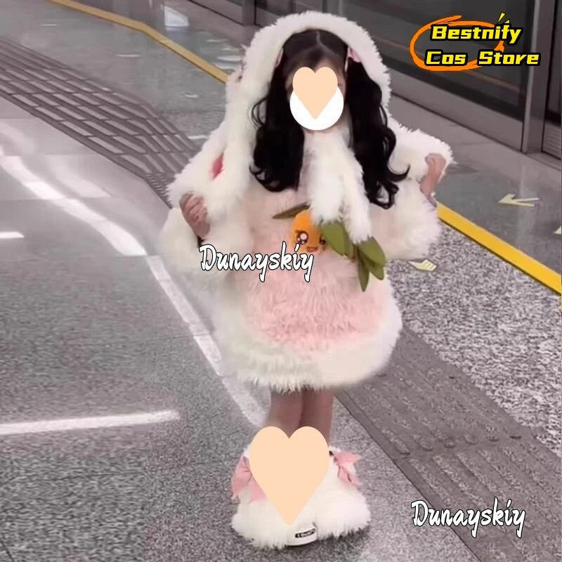 NONE Child Kawaii Rabbit Ears Cosplay Suit Size 90-150 Polyester