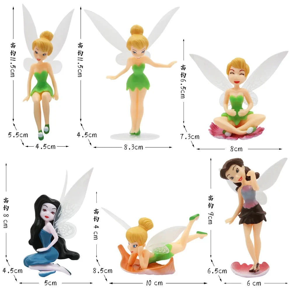 6pcs/set Anime Tinkerbell Fairy Tales Girls Tinker Bell PVC Action Figures Toys