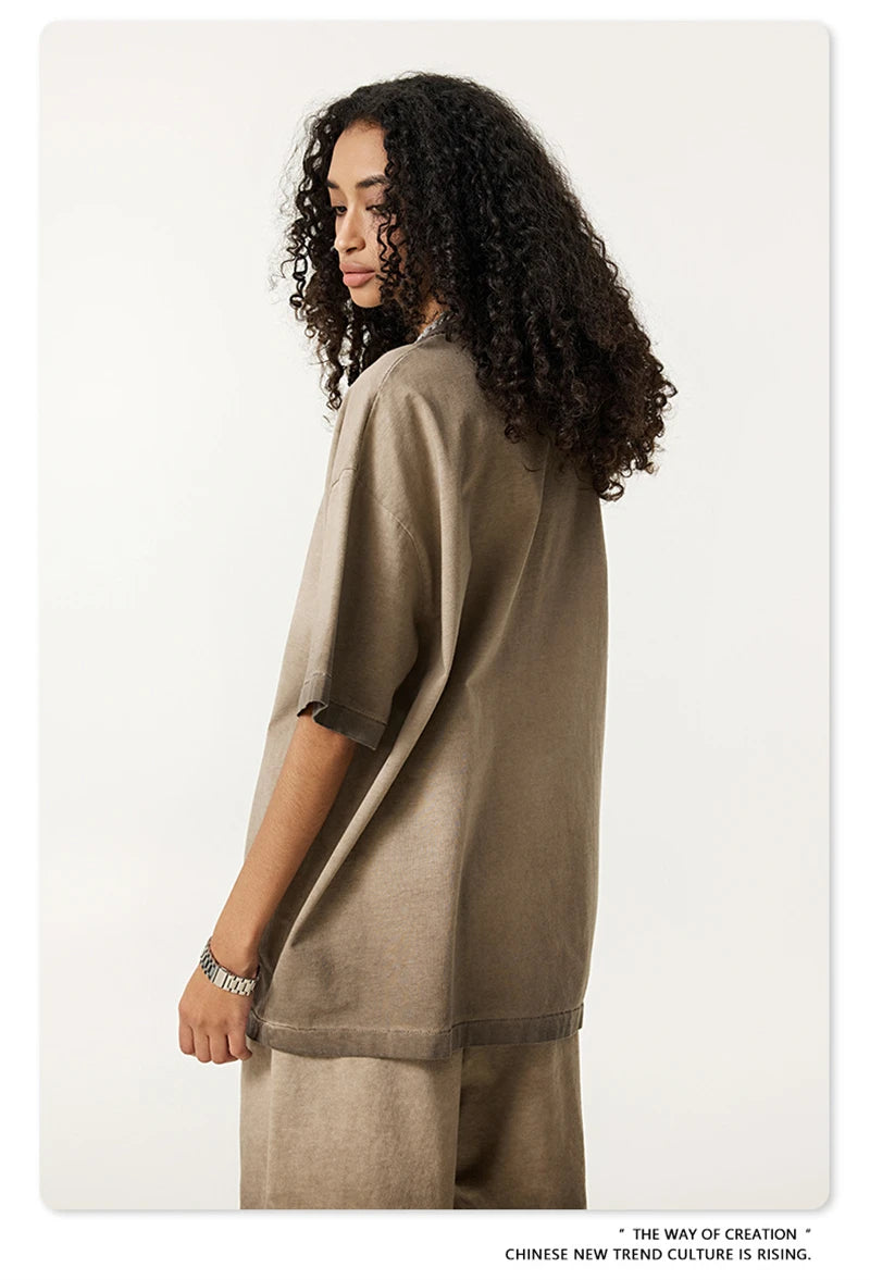 ZODF 2025 Summer Washed 275gsm Solid Cotton T-shirt For Men Unisex Oversized Short Sleeve T Shits Brand Tops HY0981