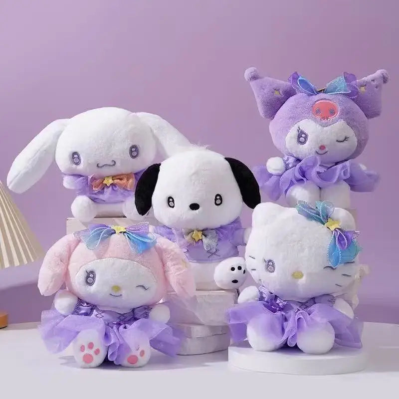Aoger 20cm Kawaii Purple Cinnamoroll Pochacco Melody Kuromi Hello Kitty Stuffed Animals Plush Toy Cartoon Doll Pillow Girls Gift
